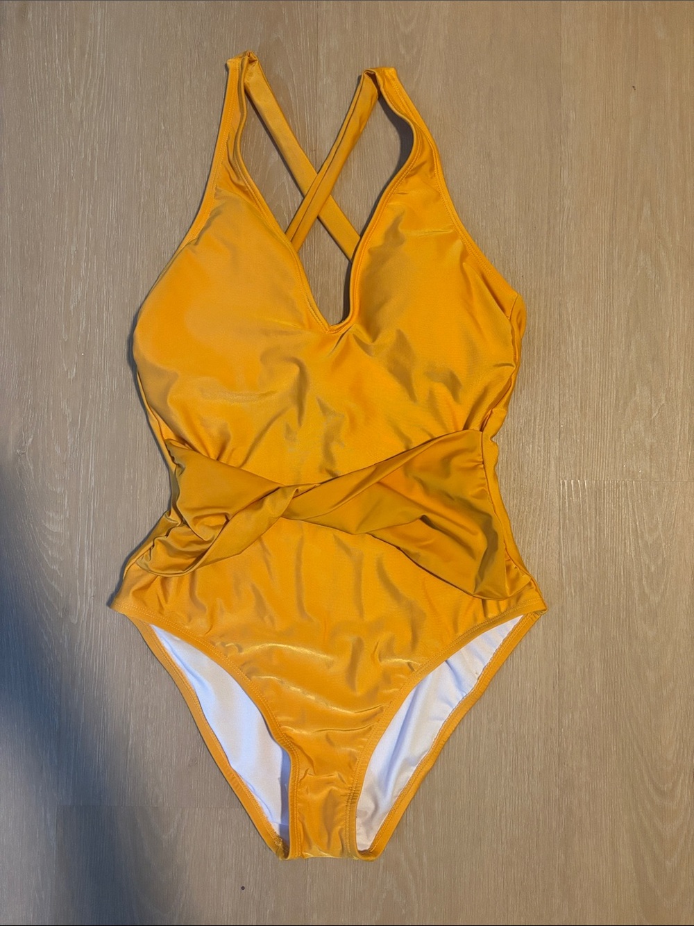NWT BCA by Rebecca Virtue Yellow Twist Waist One Piece Swimsuit size Large